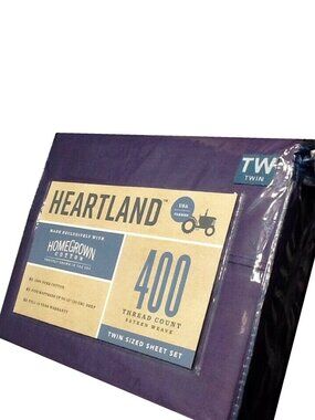 brand new PURPLE Heartland 400 Thread Count 100% Cotton Sateen TWIN Sheet Set